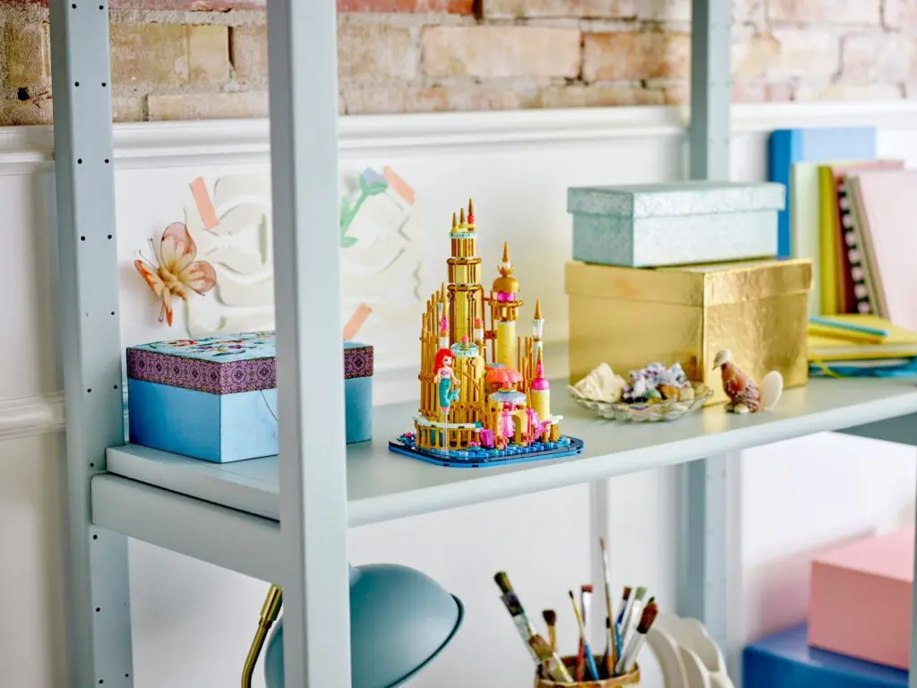 Colorful castle model on shelf
