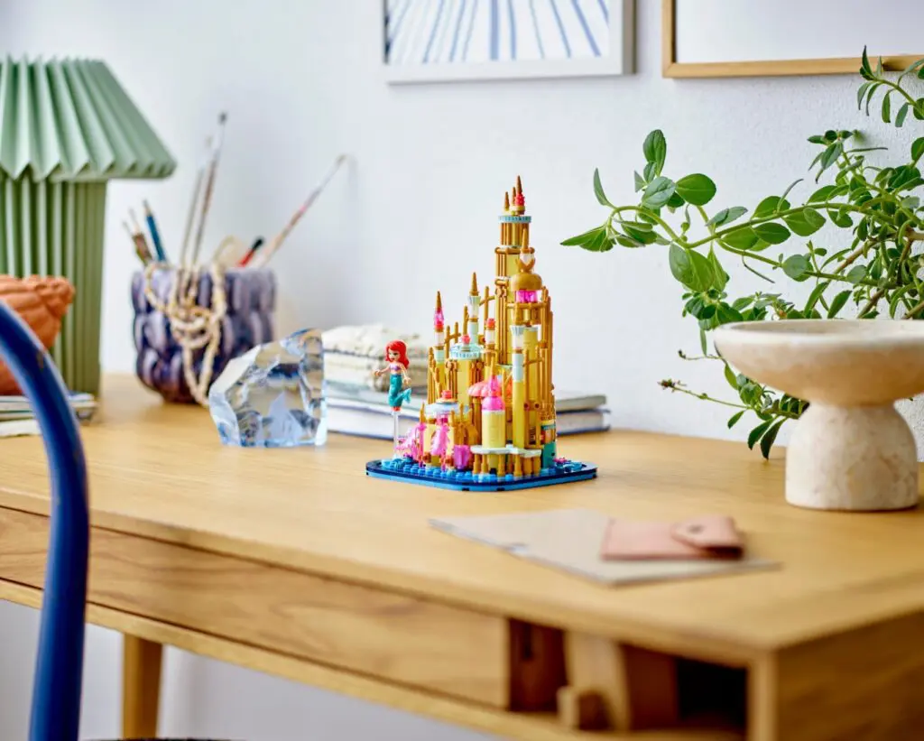 Toy castle on wooden desk