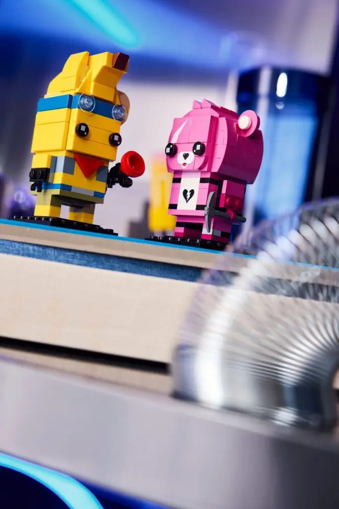 Colorful toy robots on display shelf