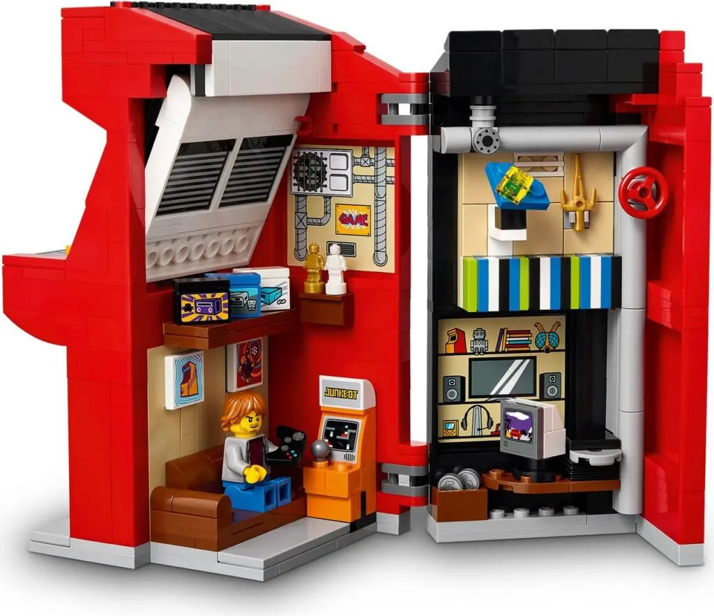 Open LEGO set showing living space interior