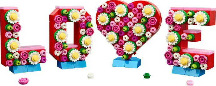 Floral block letters spelling LOVE