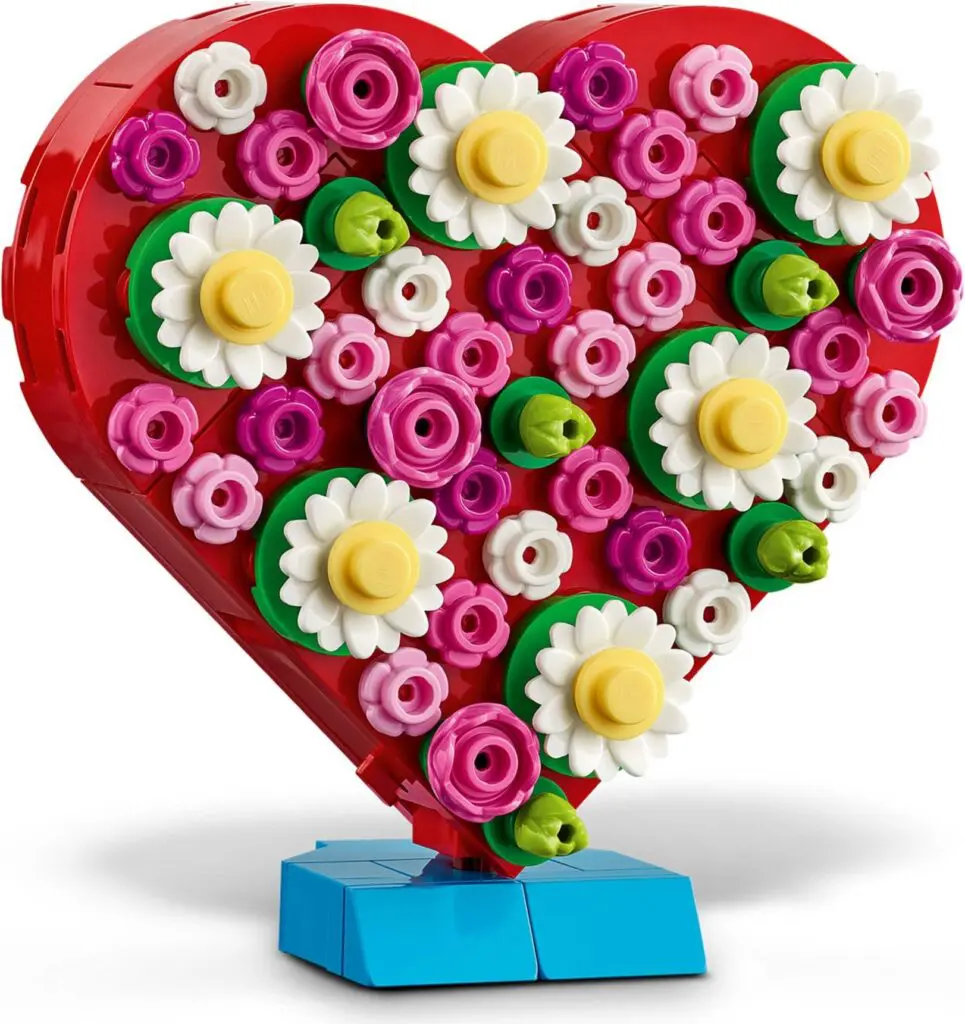 Lego heart with colorful flowers