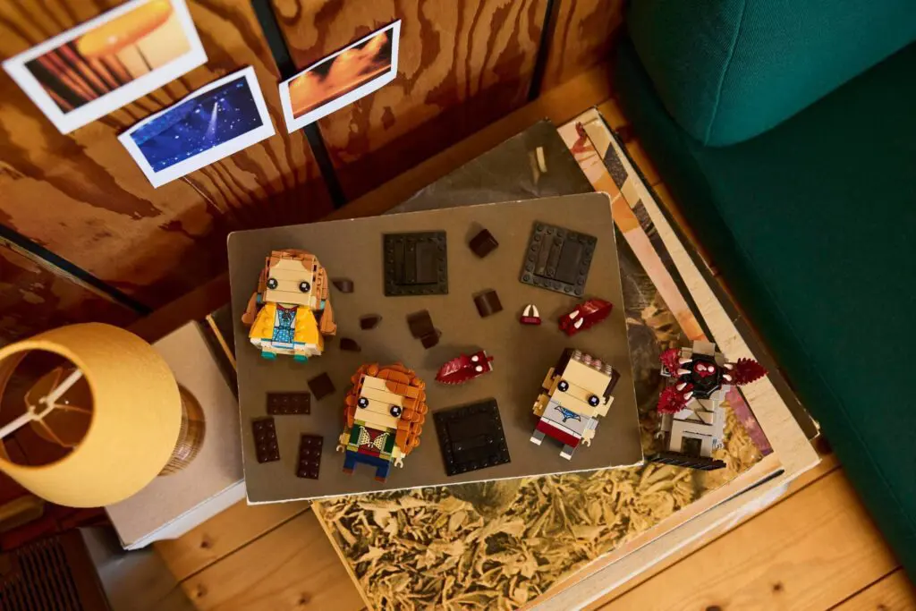Toy blocks and figurines displayed