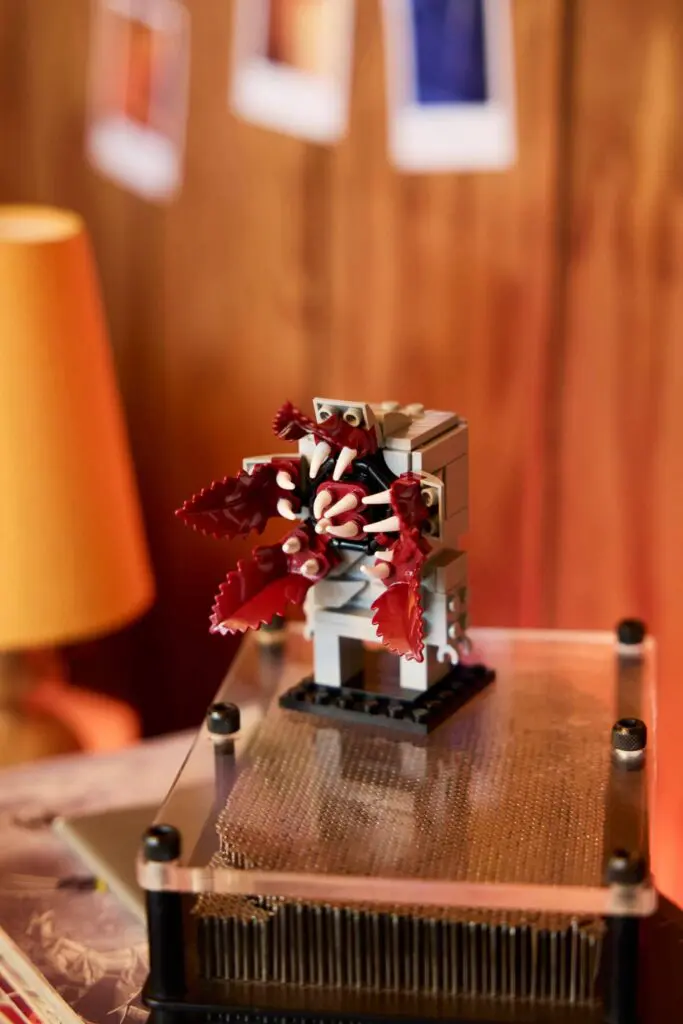 LEGO figure on display stand
