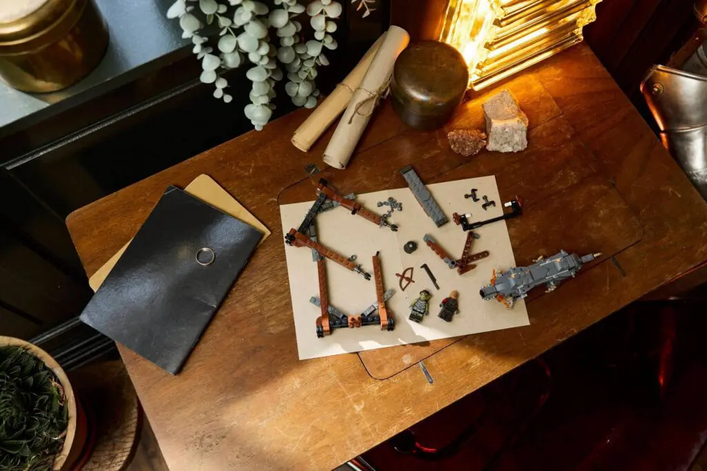 Model parts on wooden desk