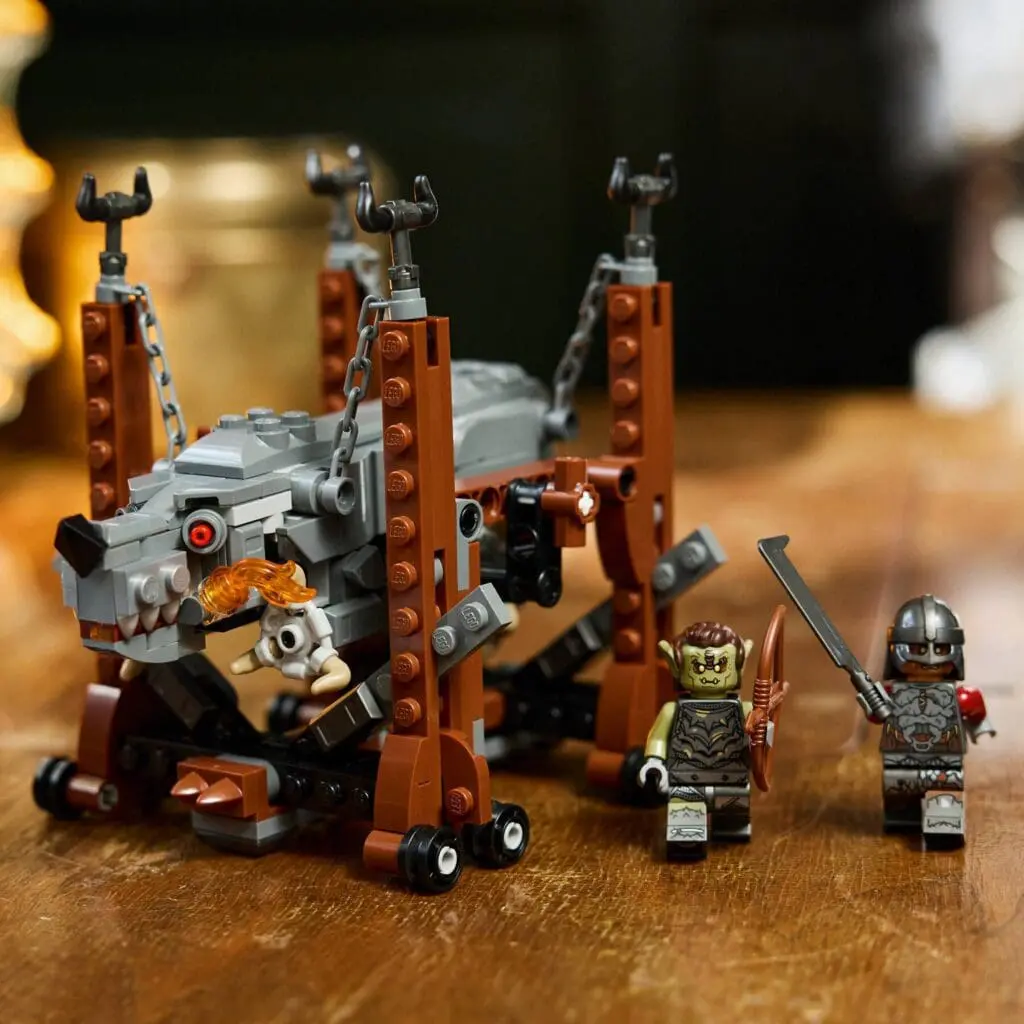 Toy set with warriors and wolf