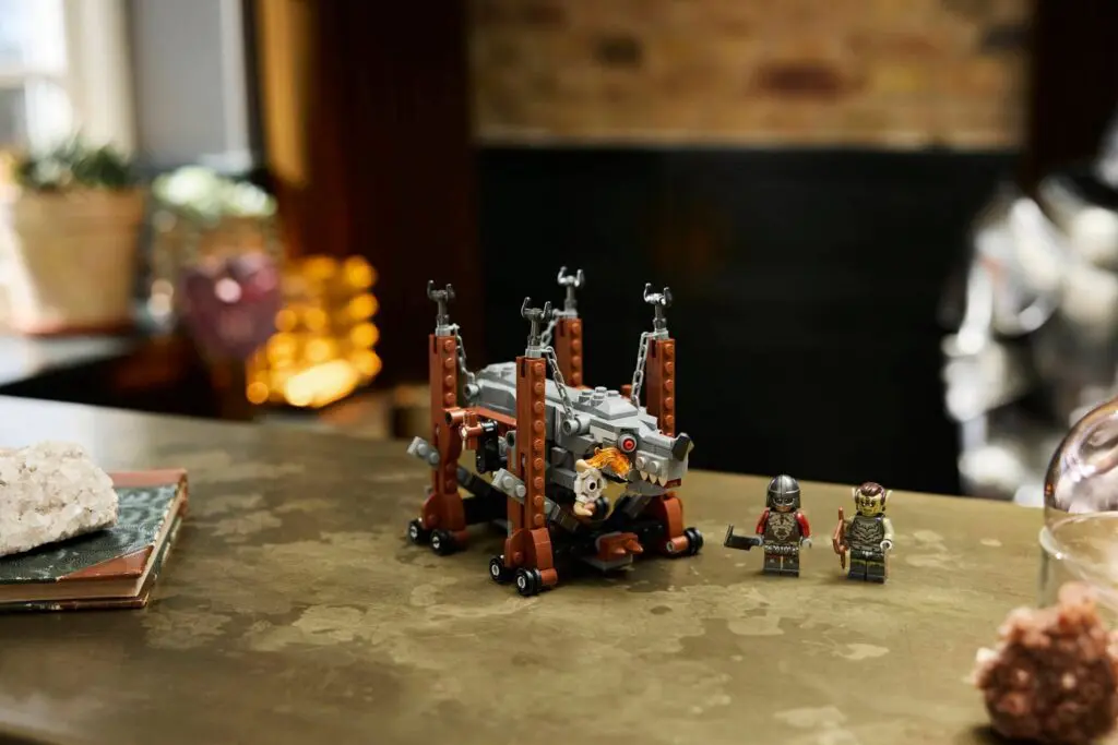 LEGO spaceship and figures on table