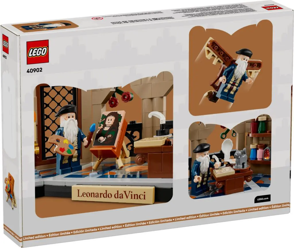 LEGO set featuring Leonardo da Vinci minifigure.