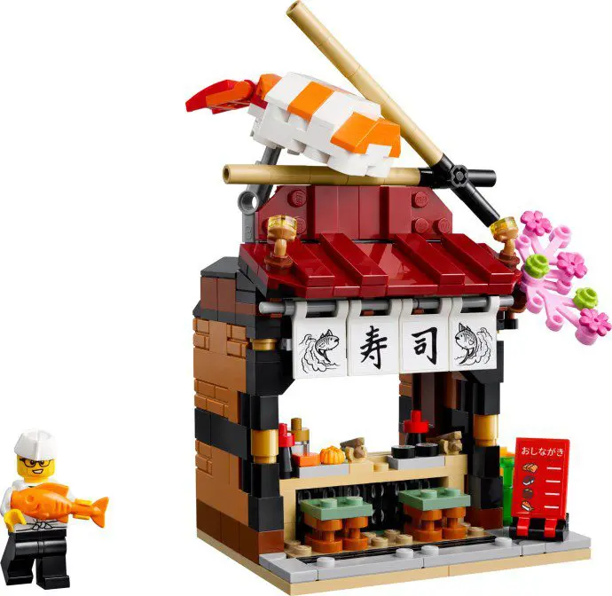 Lego sushi shop with chef figure
