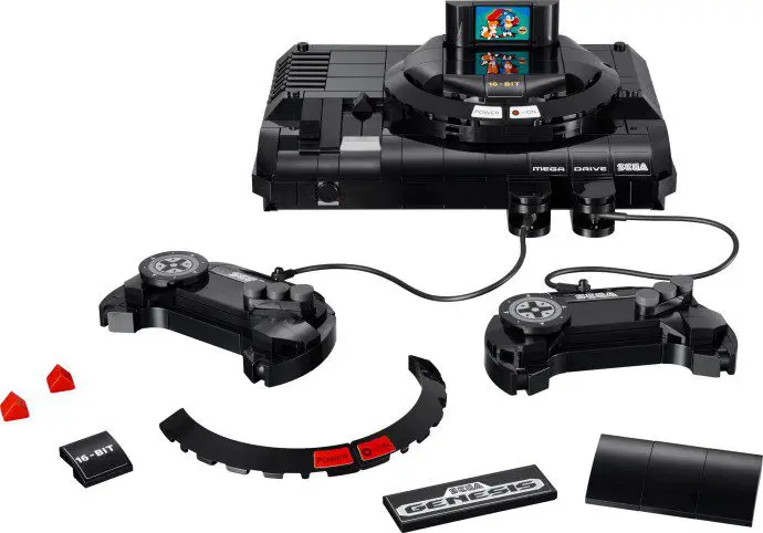 Black gaming console with detachable parts