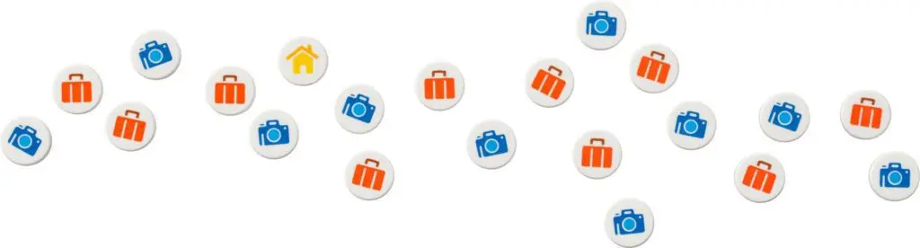 Travel-themed icons on white background