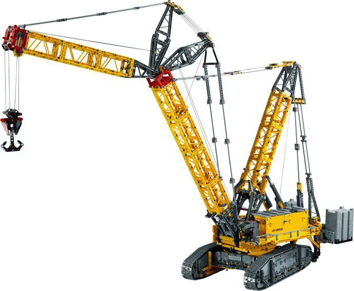 LEGO Technic crane model with yellow beams