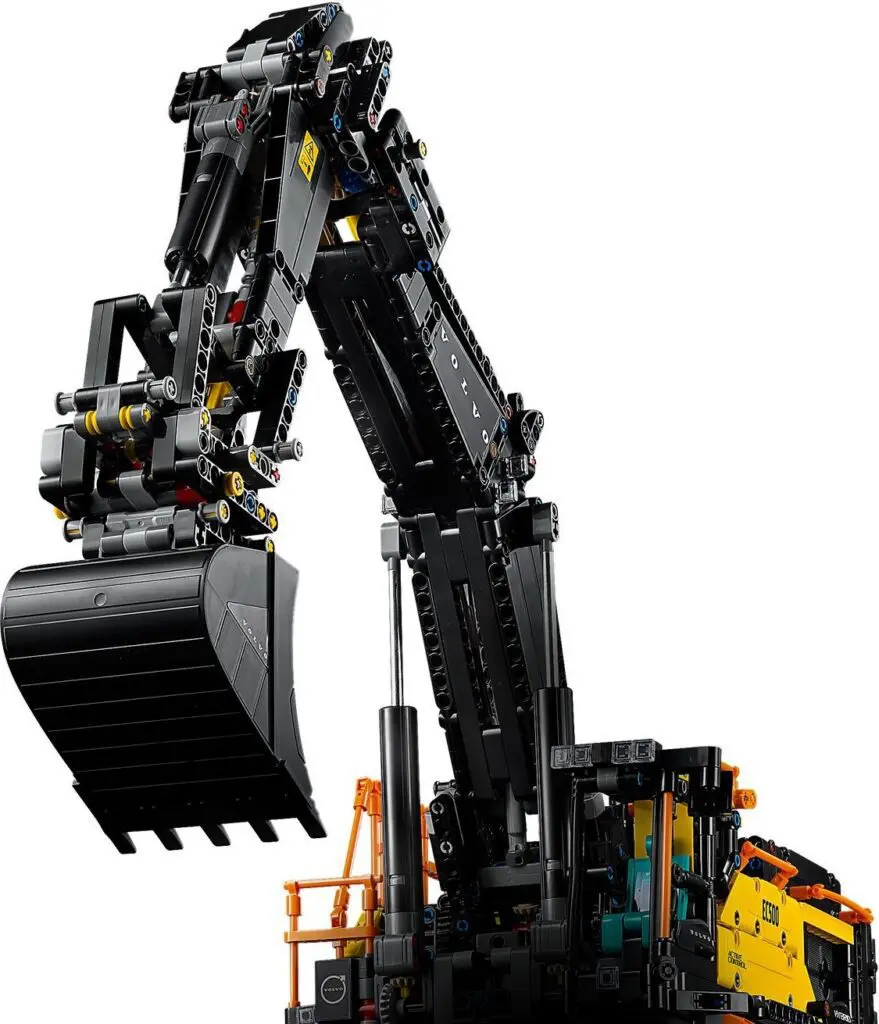 Black and yellow toy crane model