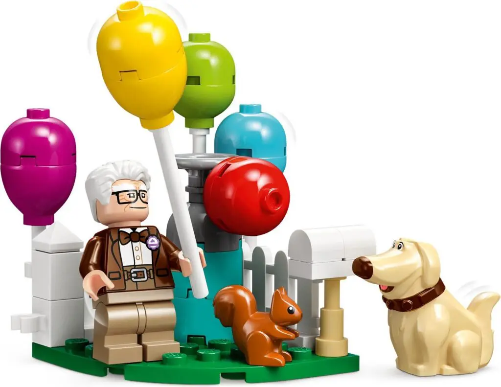LEGO scene with balloons and figures