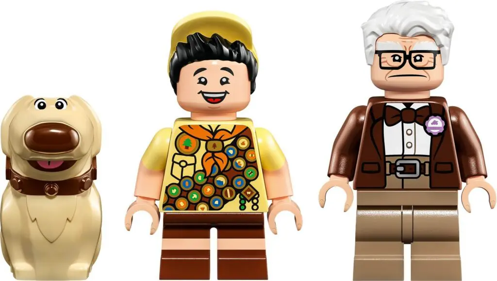 Lego characters and dog figurine