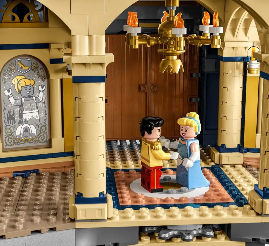 LEGO castle interior with chandelier and figures