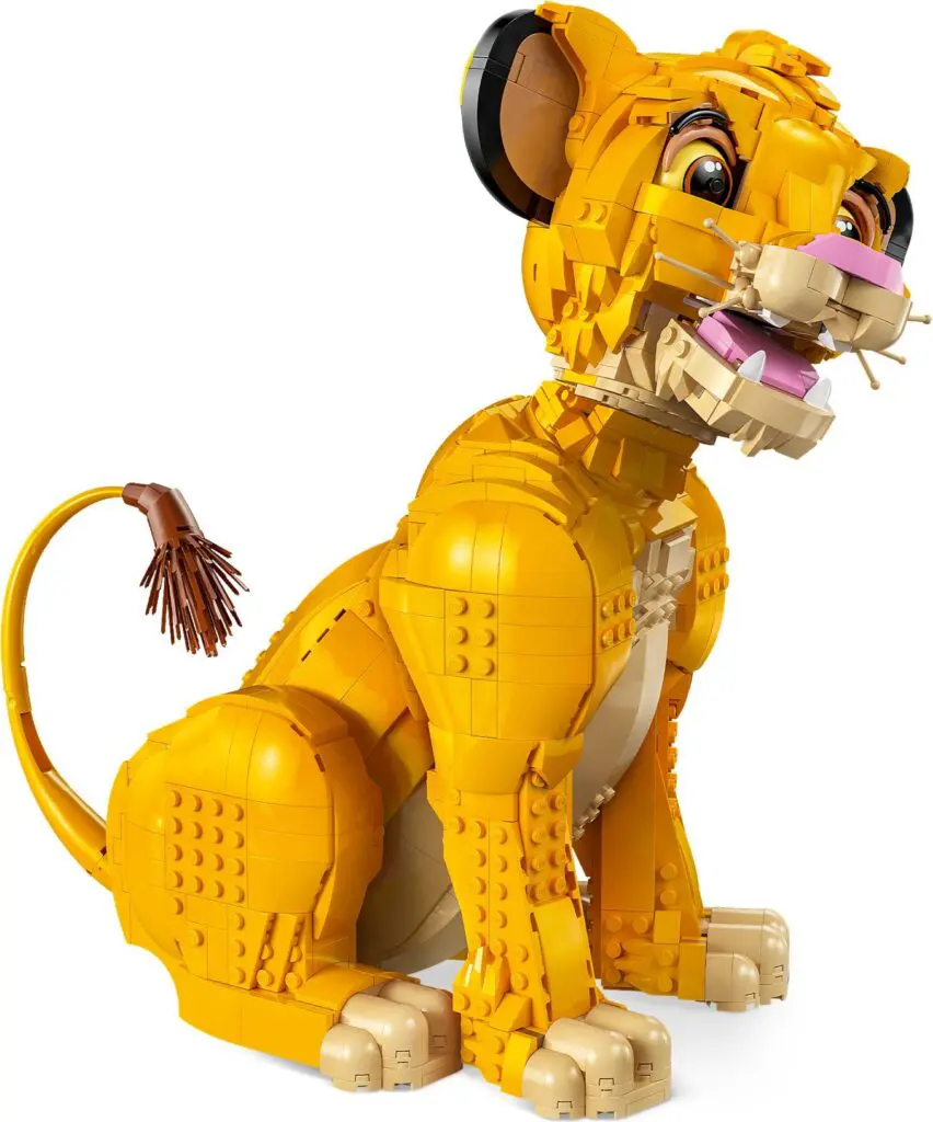 Detailed LEGO animal sculpture in orange tones