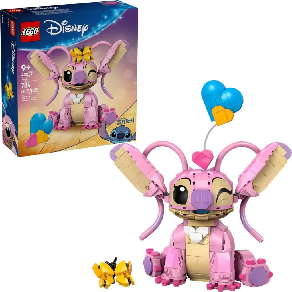 Pink LEGO character with heart balloon