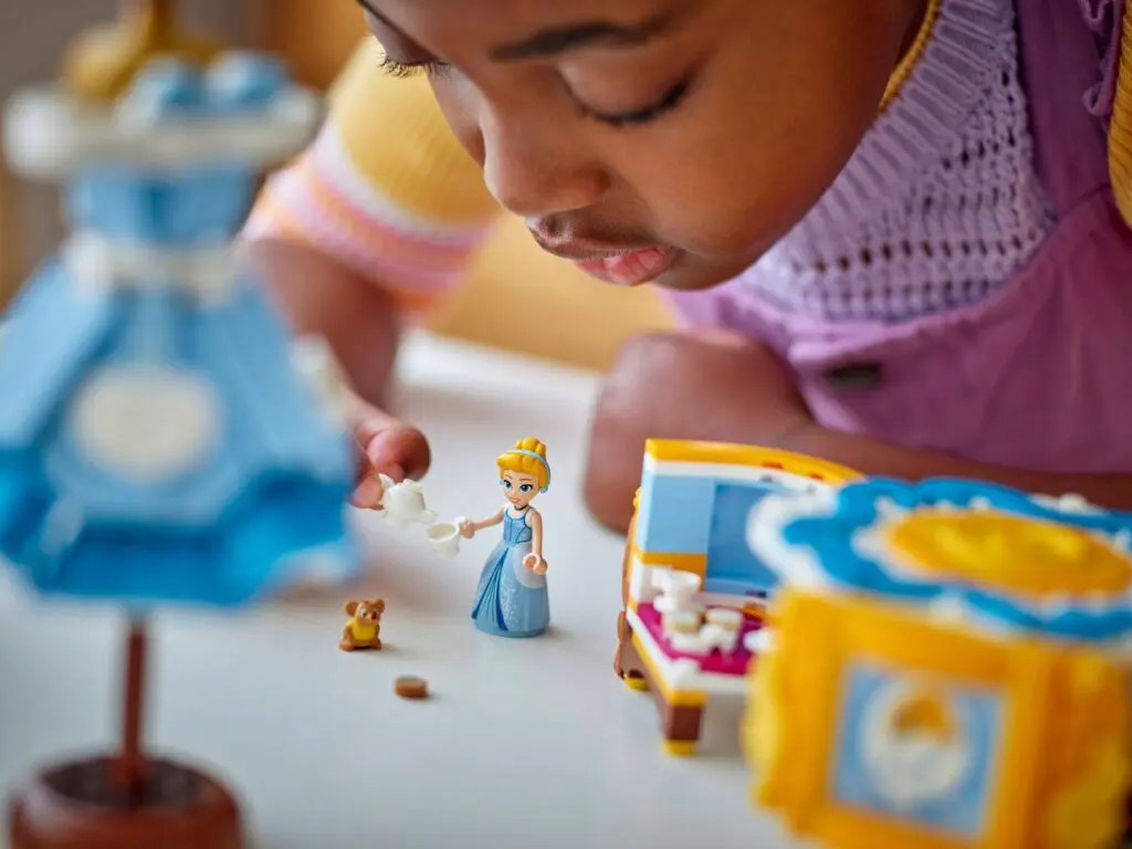 Young girl focused on toy playtime