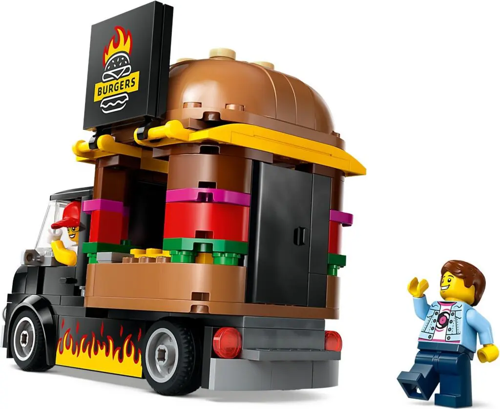 Lego burger food truck with minifigures