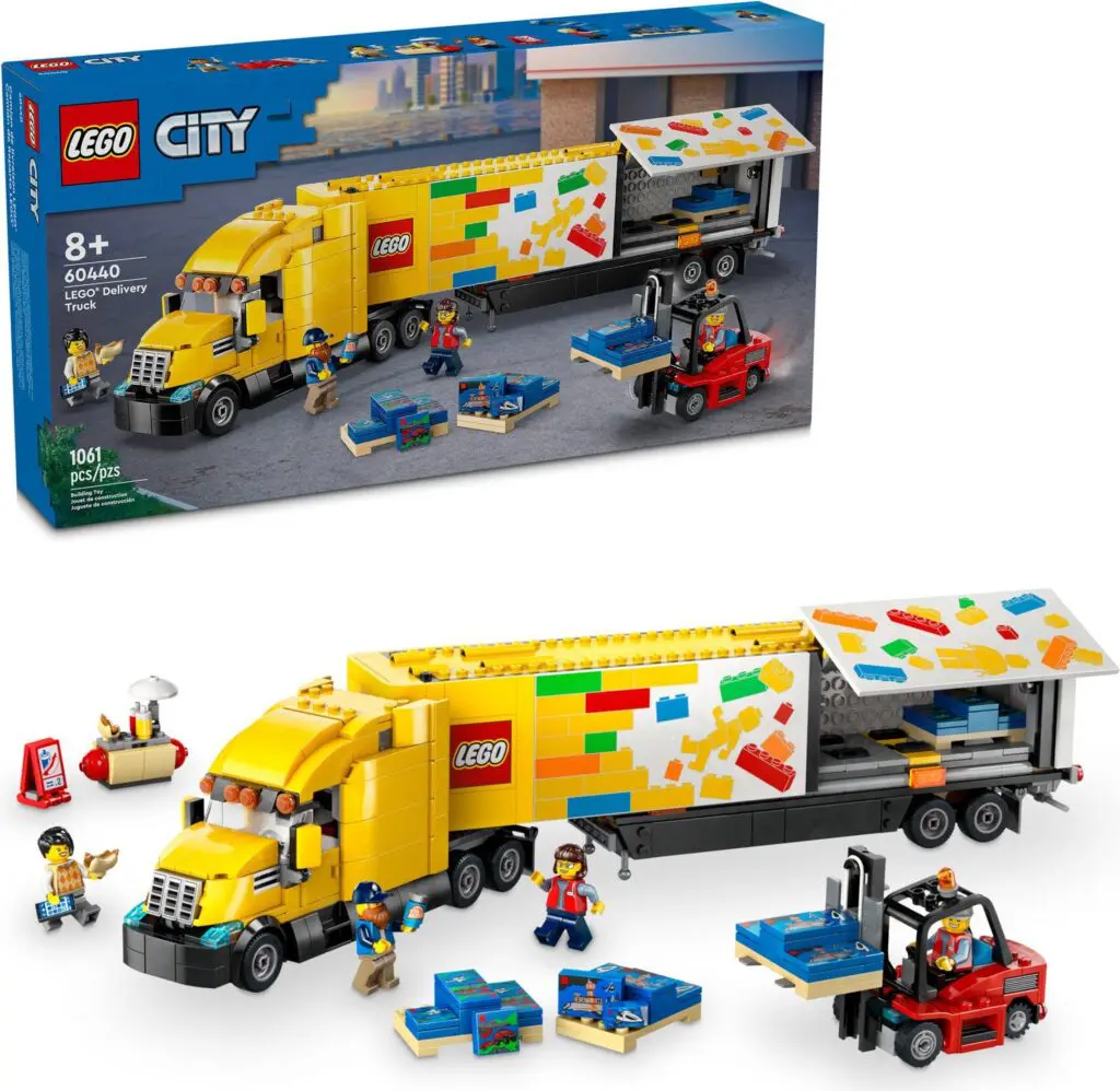 Colorful LEGO truck and accessories
