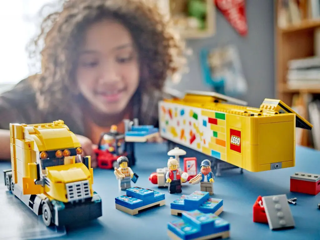 Kid enjoying LEGO building blocks