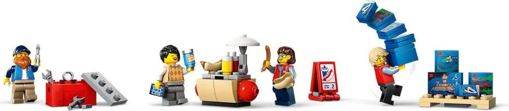 Colorful Lego characters and items
