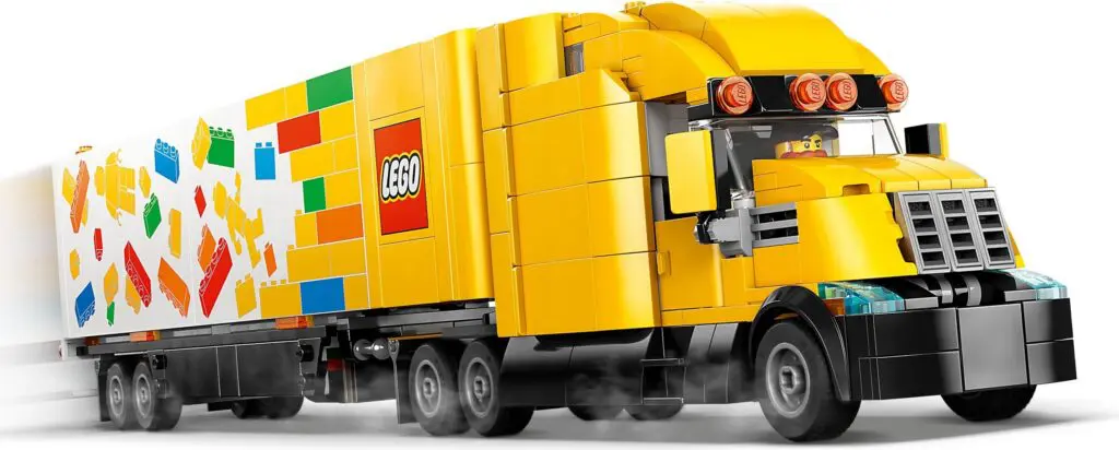 LEGO truck model with vibrant block graphics