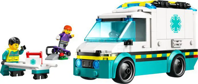 Colorful LEGO emergency vehicle scene