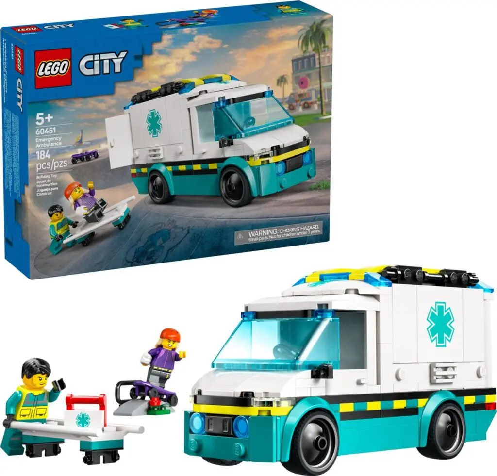 LEGO ambulance and paramedic minifigures