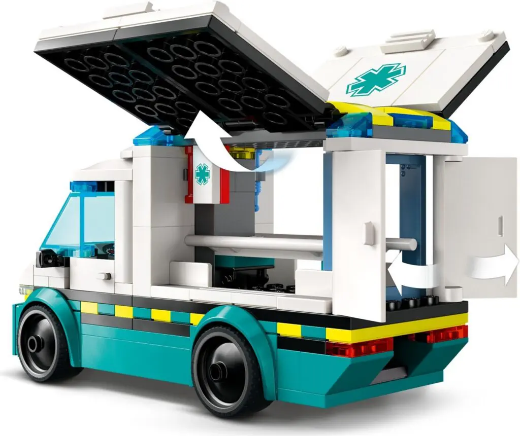 Toy ambulance with opening roof