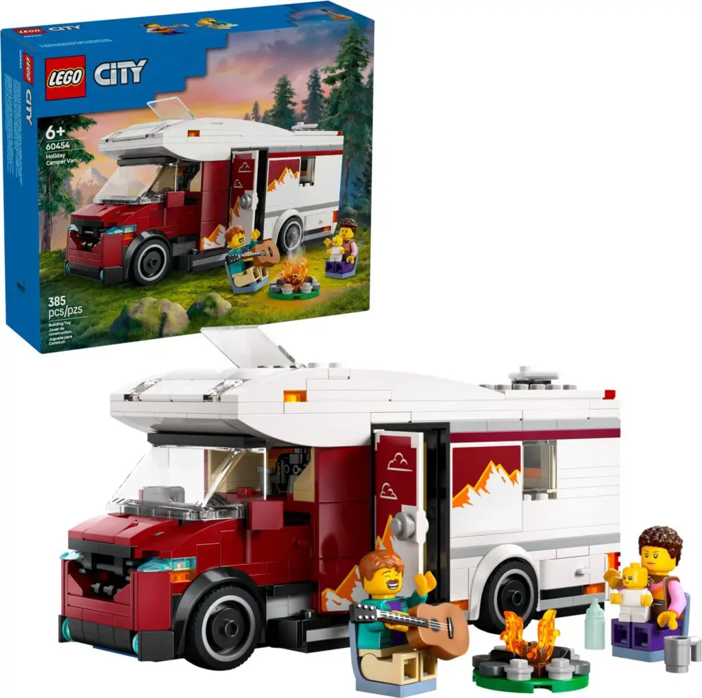Family camping with LEGO camper