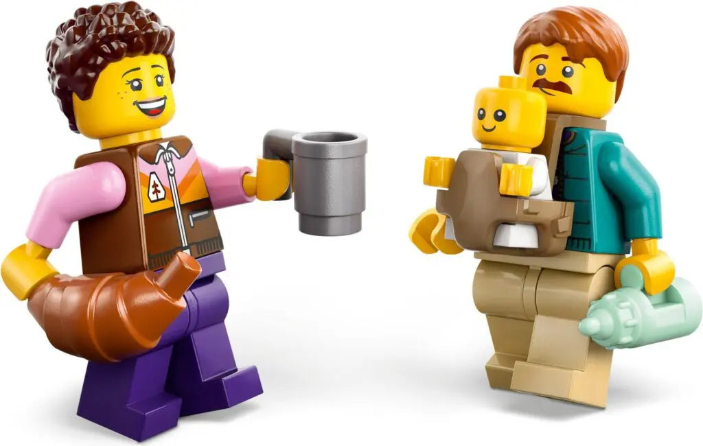 LEGO characters holding baby and bottle
