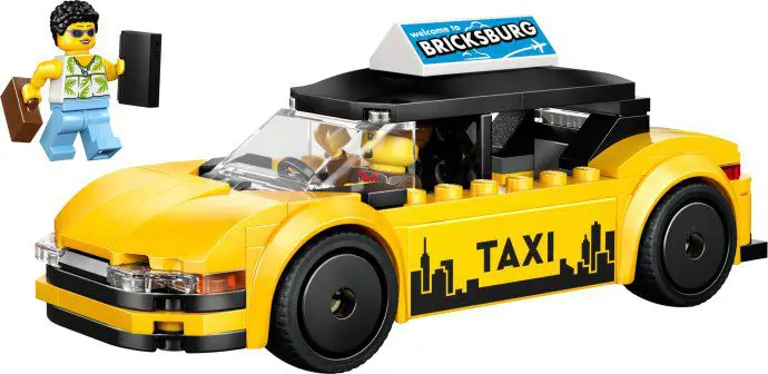 LEGO taxi with minifigure