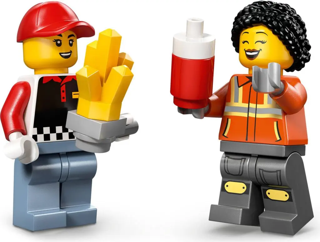 LEGO characters enjoying snacks together
