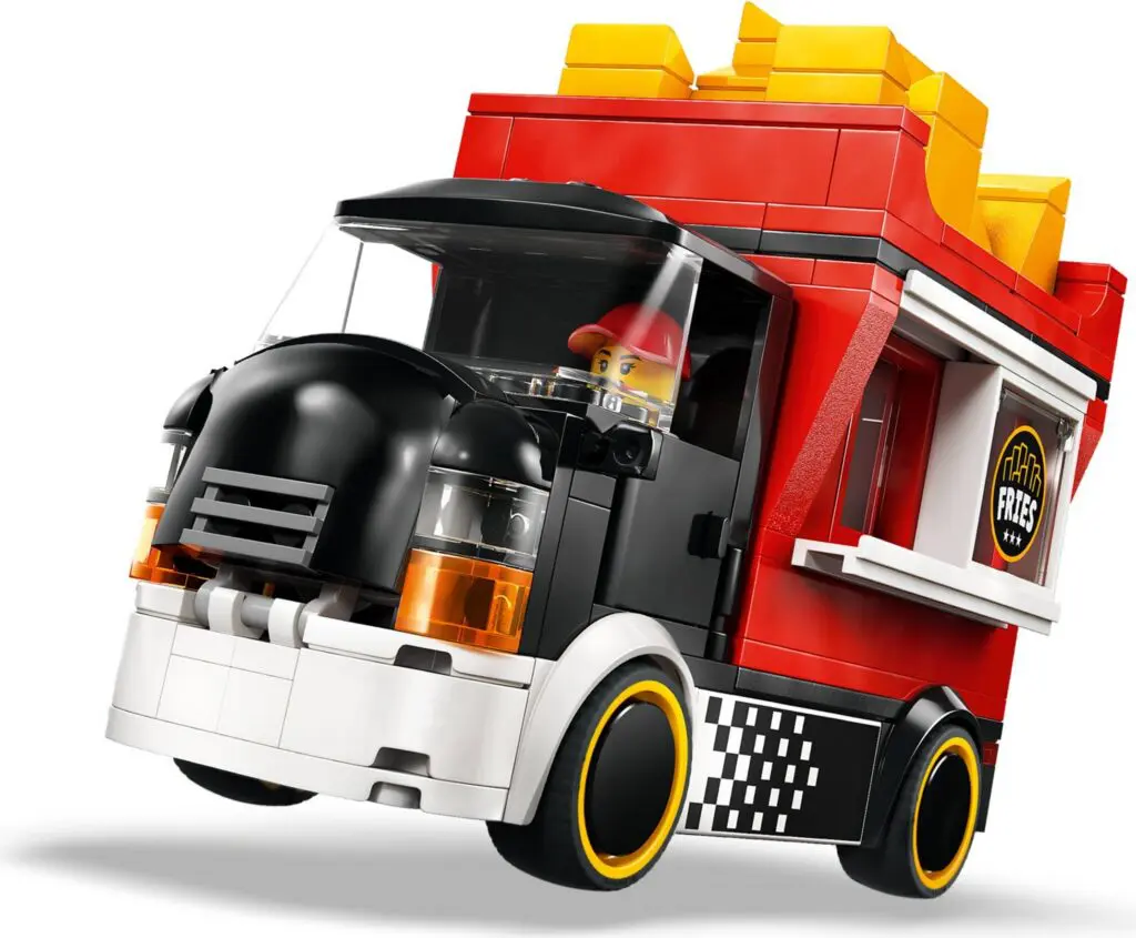 Red and black LEGO fries truck