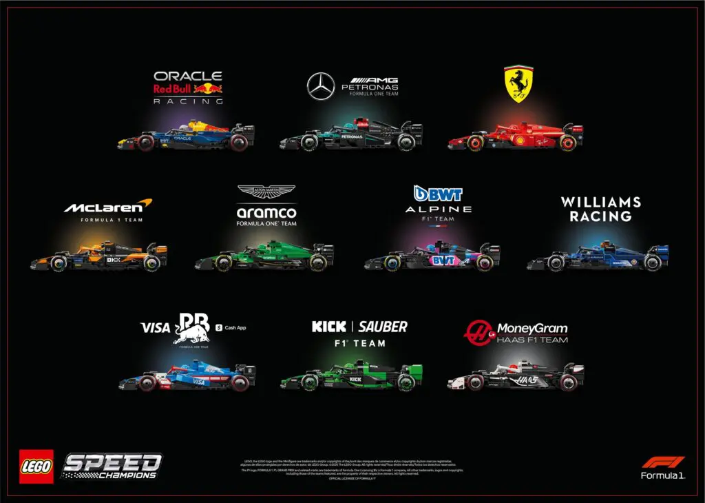Formula 1 team LEGO models display