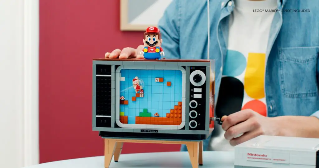 Miniature TV featuring Super Mario game scene