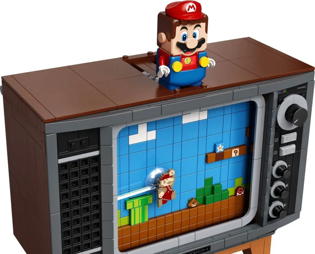 Lego Mario with retro gaming scene