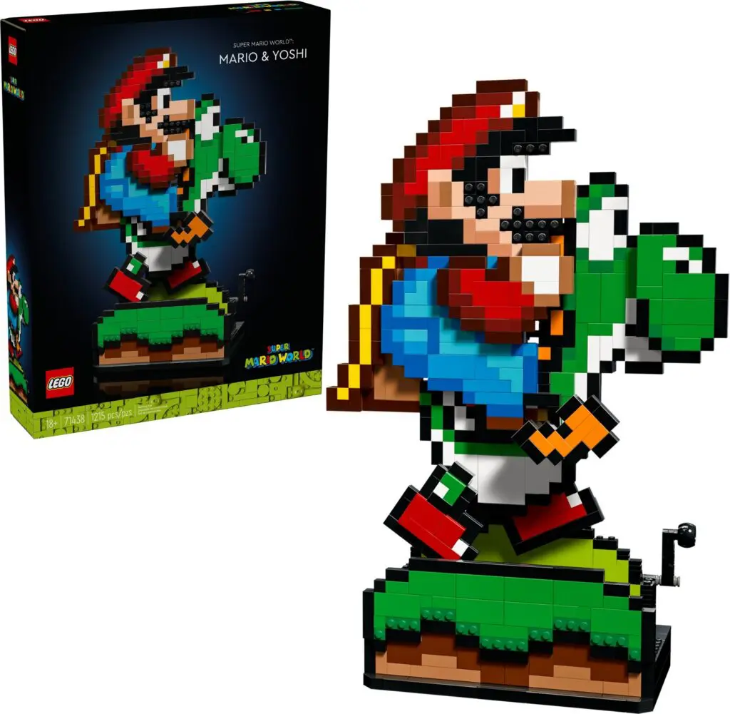 Pixelated Mario and Yoshi LEGO set