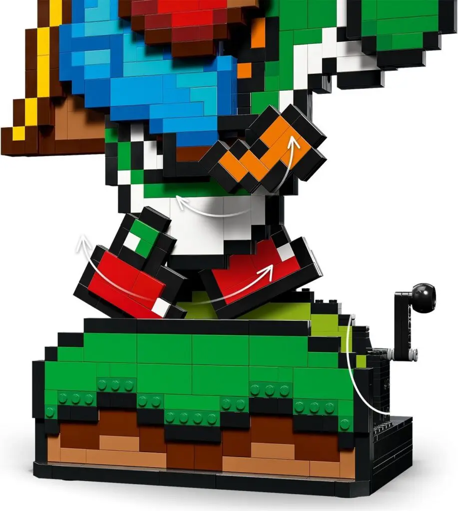 Pixelated character made of LEGO bricks