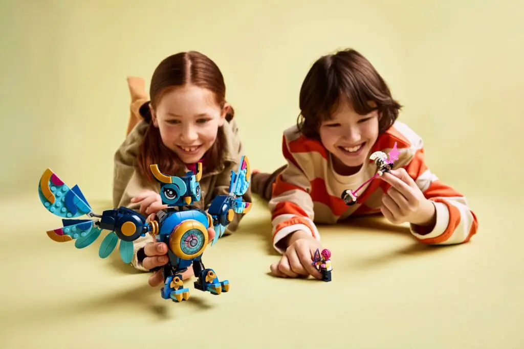Kids enjoying imaginative playtime with robots