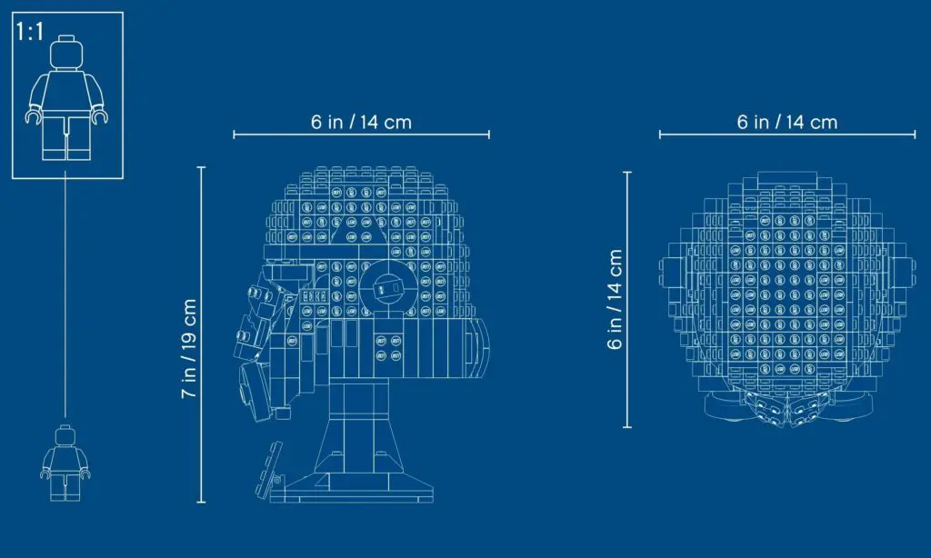 Blueprint of LEGO head dimensions