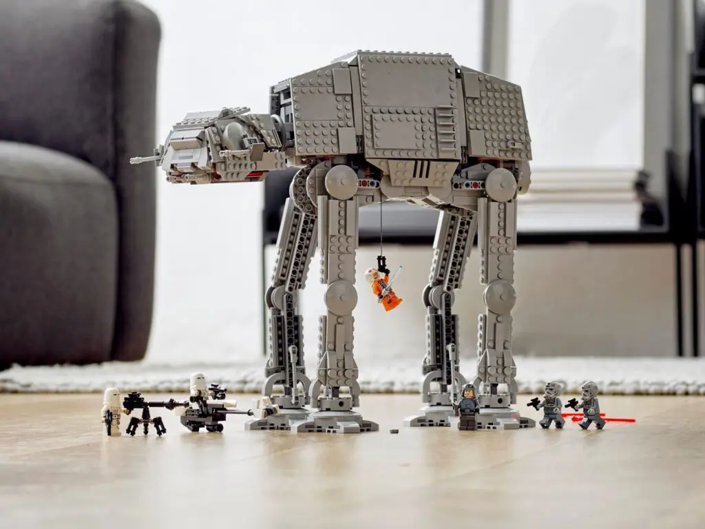 Miniature LEGO AT-AT scene with figures