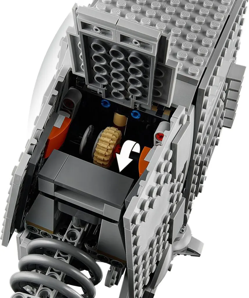 LEGO mechanism inside a grey structure