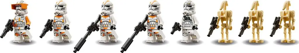 Miniature clone troopers and battle droids lineup