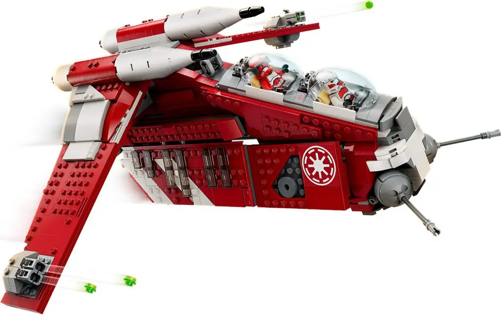 Detailed toy spaceship with figures inside