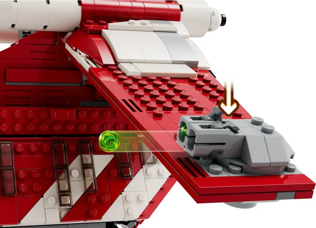 Red and white LEGO spaceship detail