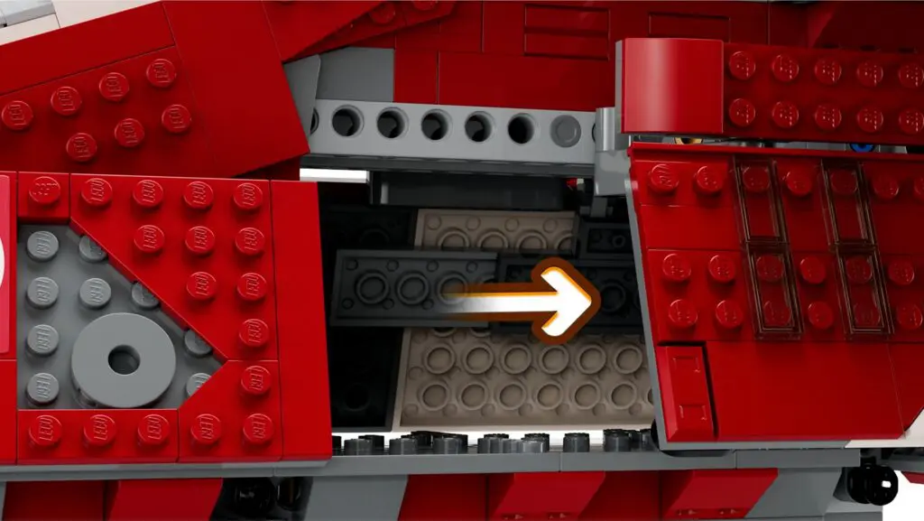 Red LEGO model with secret compartment