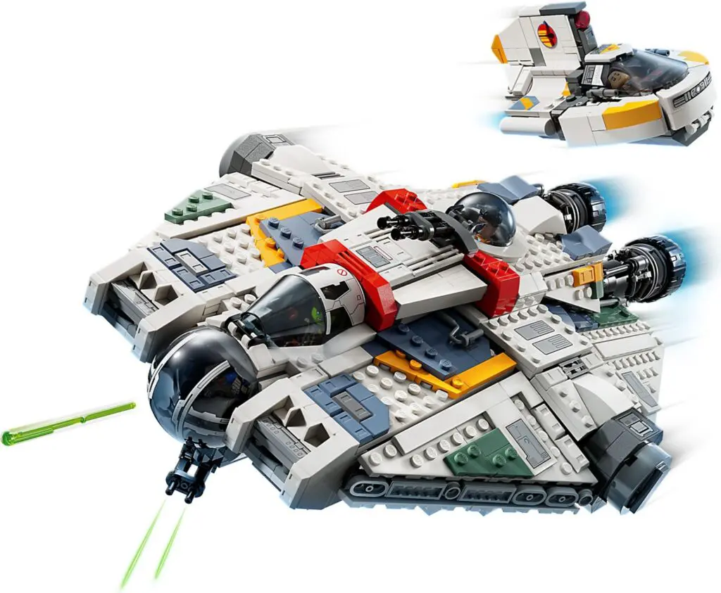 LEGO spaceship with pilot figures